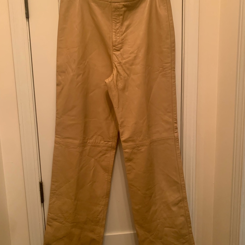 Tan, real leather pants